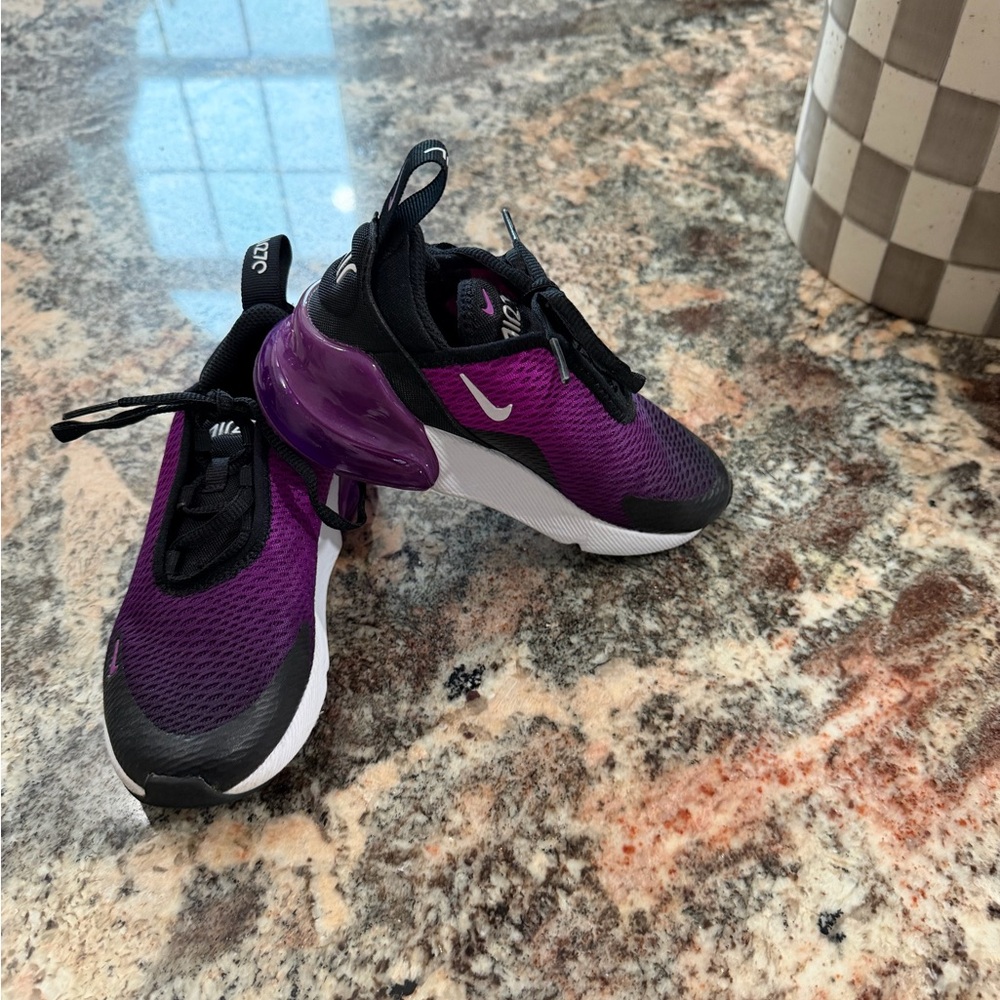 Nike Kids Purple and Black Air Max 270 React Sneakers - Picture 2 of 3